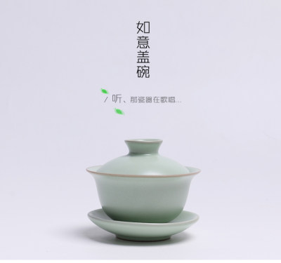 汝窑盖碗正品汝瓷开片功夫茶具