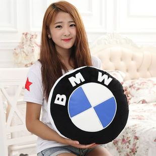 宝马抱枕腰靠汽车logo毛绒玩具摆件圆形车载4s店礼品靠垫枕头BMW