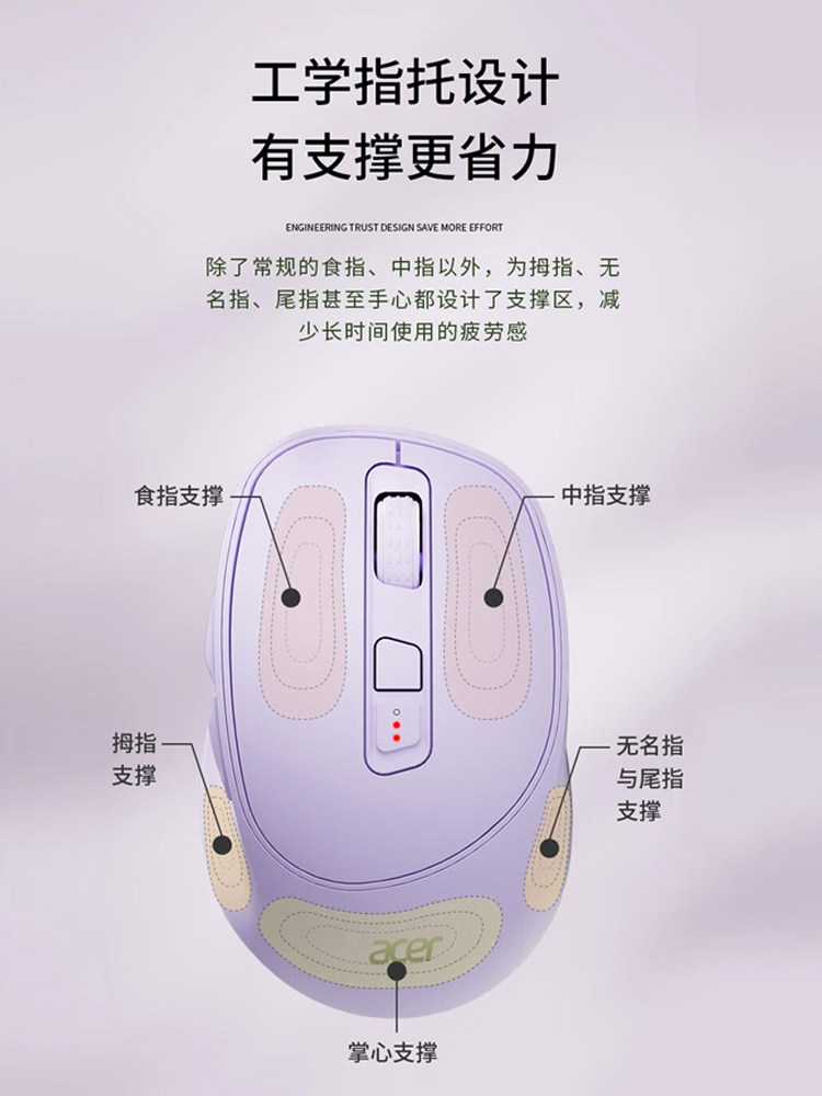 ACER OMR211 무선 BLUETOOTH 3 모드 마우스 C 포트 충전 전원 램프 데스크탑 노트북 태블릿 범용