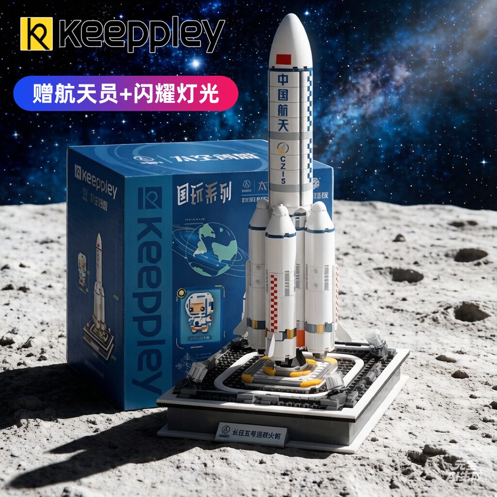 奇妙积木中国航天长征五号太空创想拼装玩具摆件学生教育礼物