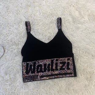 烫钻新款彩钻U型性感美背带胸垫裹胸内搭外穿设计感打底吊带背心