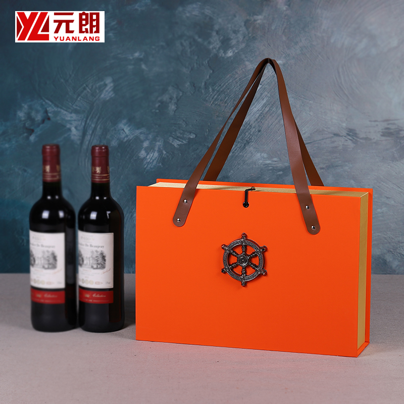 新款双支装红酒纸盒 葡萄酒包装盒子空盒 2瓶装红酒礼盒手提酒袋