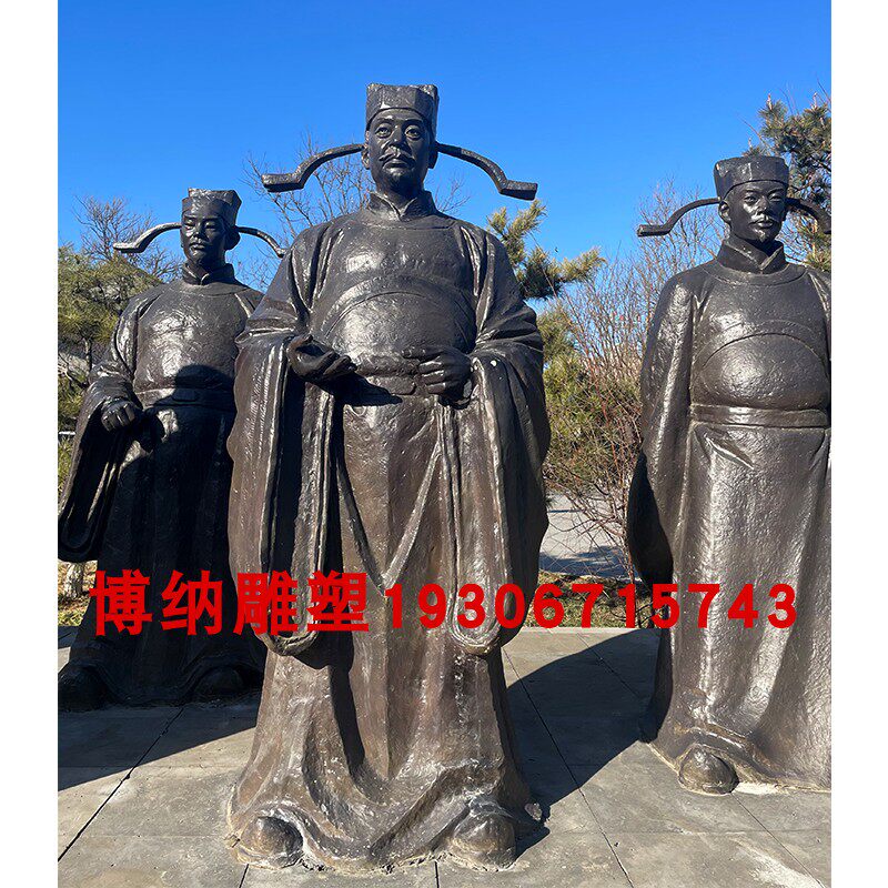 大型户外纯铜铸造古代人物雕塑定制全黄铜文武百官小品景观铜雕像