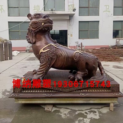 定制大型铸铜谛听雕塑户外九华山镇山神兽地藏坐骑九不像灵兽摆件