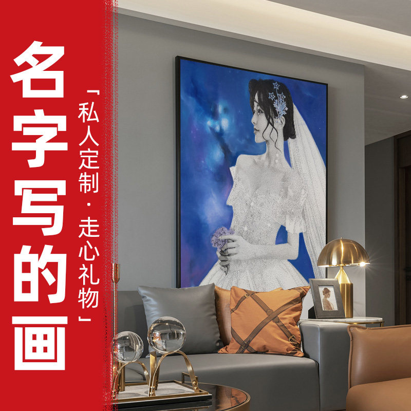 素描画像名字定制真人照片代画婚纱照人像手绘肖像画生日礼物画