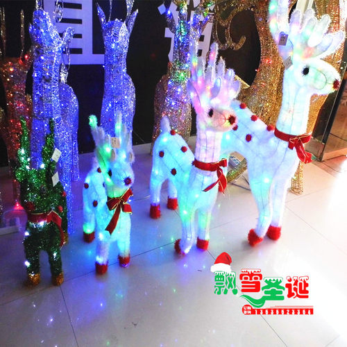 圣诞场景摆件铁艺装饰梅花鹿公仔