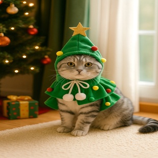 秋冬圣诞节日披风宠物狗狗变身装 衣服猫咪服饰可爱狗狗拍照用斗篷