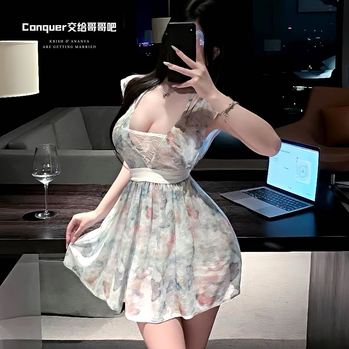 纯欲蕾丝透视睡裙小胸显大连衣裙