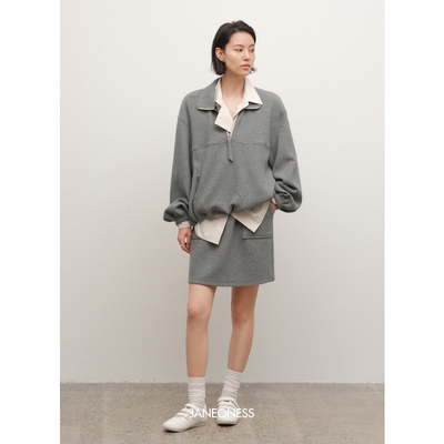 JANEONESS半拉链立领卫衣套装