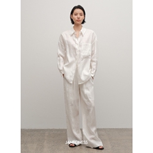 JANEONESS 松弛舒适亚麻衬衫长裤套装宽松简约防晒长袖衬衣裤子