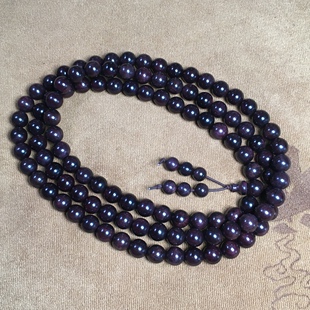 海南黄花梨紫油梨手串108颗念珠1.0cm佛珠手链手工女圆珠紫色正圆