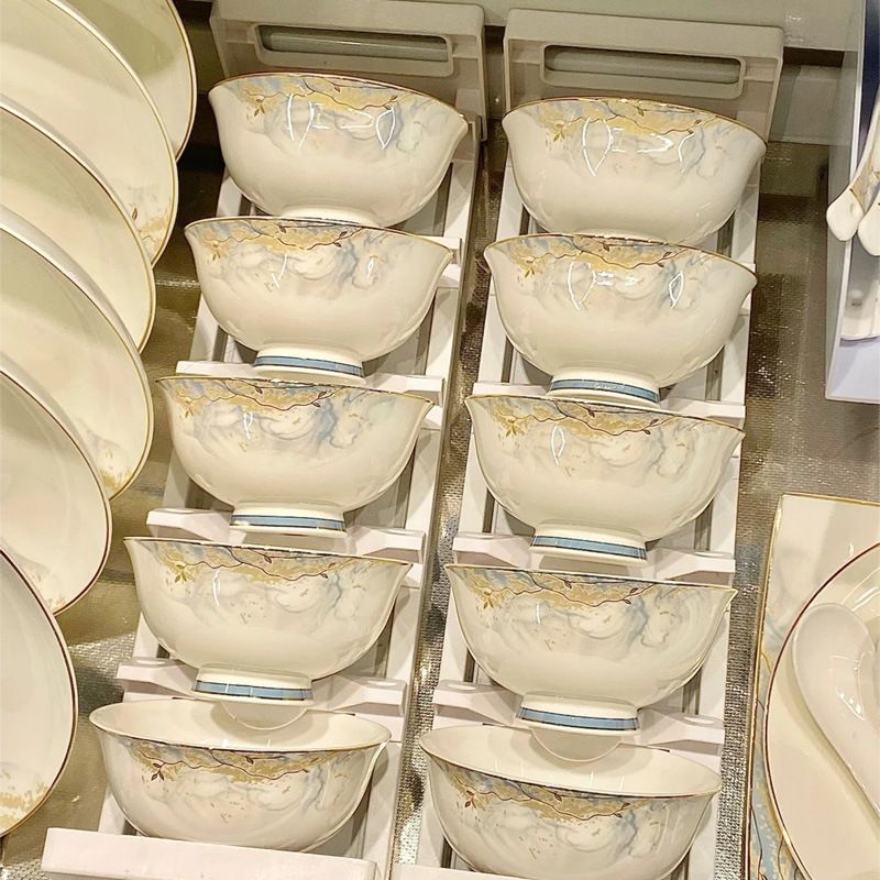 高级感景德镇陶瓷餐具套装家用酒店宴席陶瓷碗盘碟子组合自选