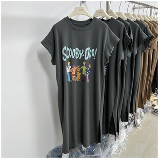 长款 宽松减龄t恤裙子韩版 上衣 双口袋过膝连衣裙夏季 洋气孕妇夏装