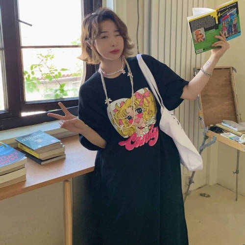 韩系休闲韩版森系连衣裙夏季大码宽松简约懒人裙长款过膝睡裙