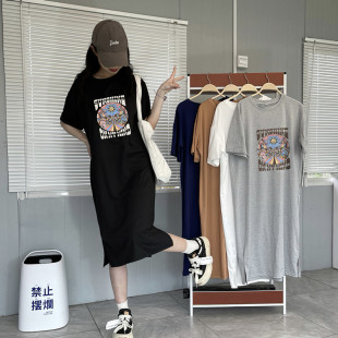 网红夏装新款孕妇裙懒人长裙宽松大码胖妹妹休闲显瘦过膝连衣裙