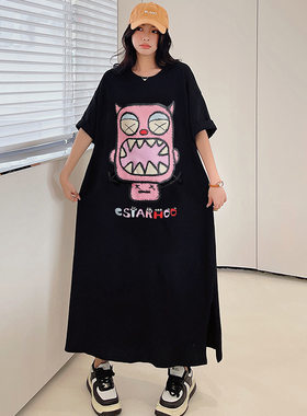 卡通动漫长款短袖T恤女夏季睡衣宽松韩版学生过膝睡裙孕妇家居服