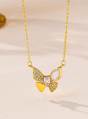 越南沙金蝴蝶锁骨链女款