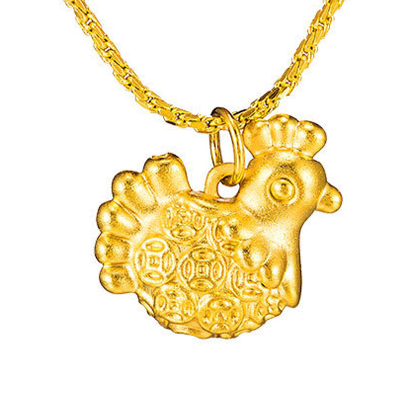时尚仿24k黄金萌鸡吊坠空心 生肖钱币鸡吊坠高保色首饰