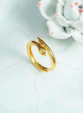 新中式越南沙金灵蛇开口戒指