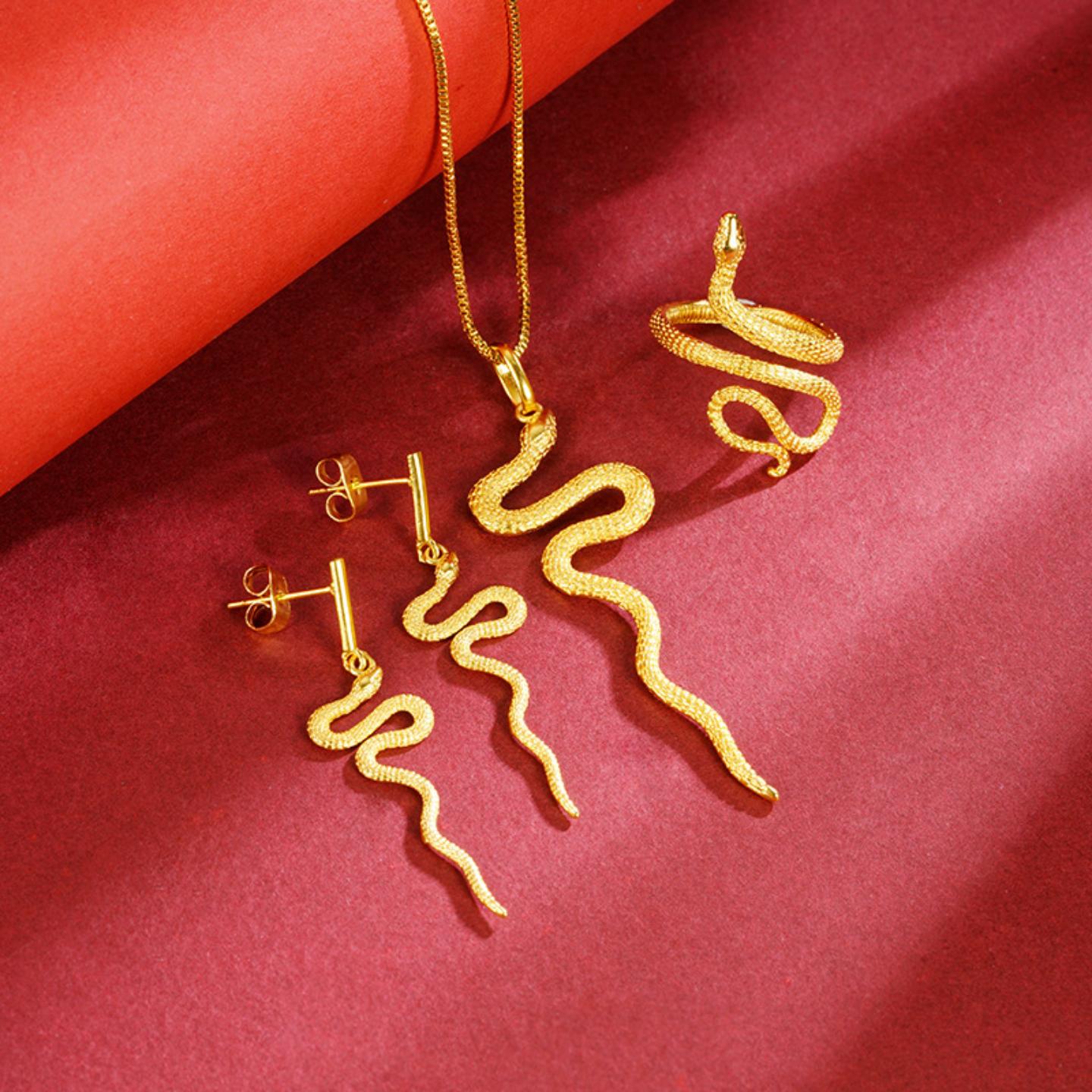 沙金灵蛇轻奢复古首饰套装