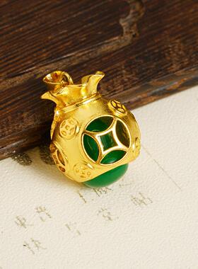 越南沙金仿玉髓福袋吊坠国风个性