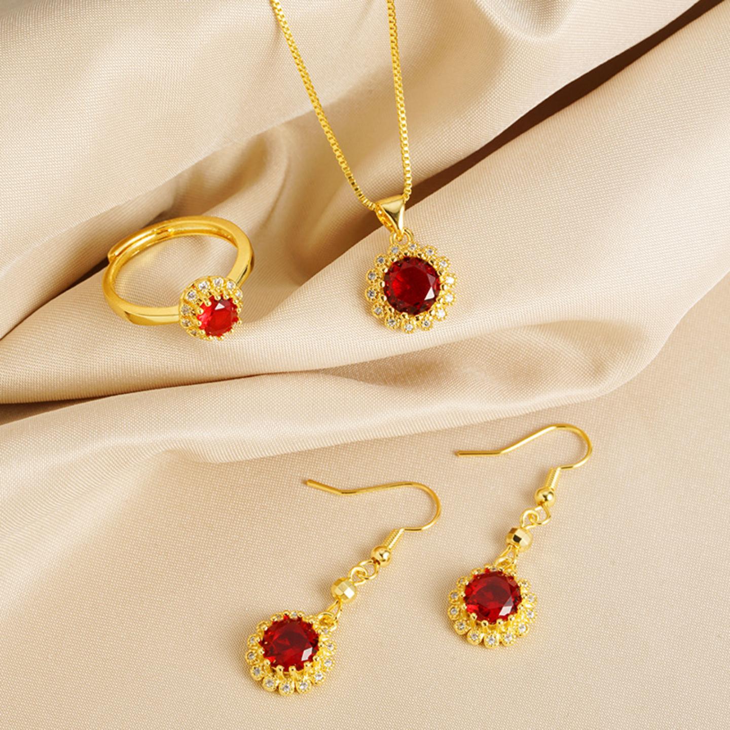 沙金饰品套装女复古轻奢