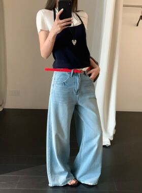 韩国AP时尚高级感宽松显瘦大直筒垂感拖地裤美式阔腿裤微喇裤6550