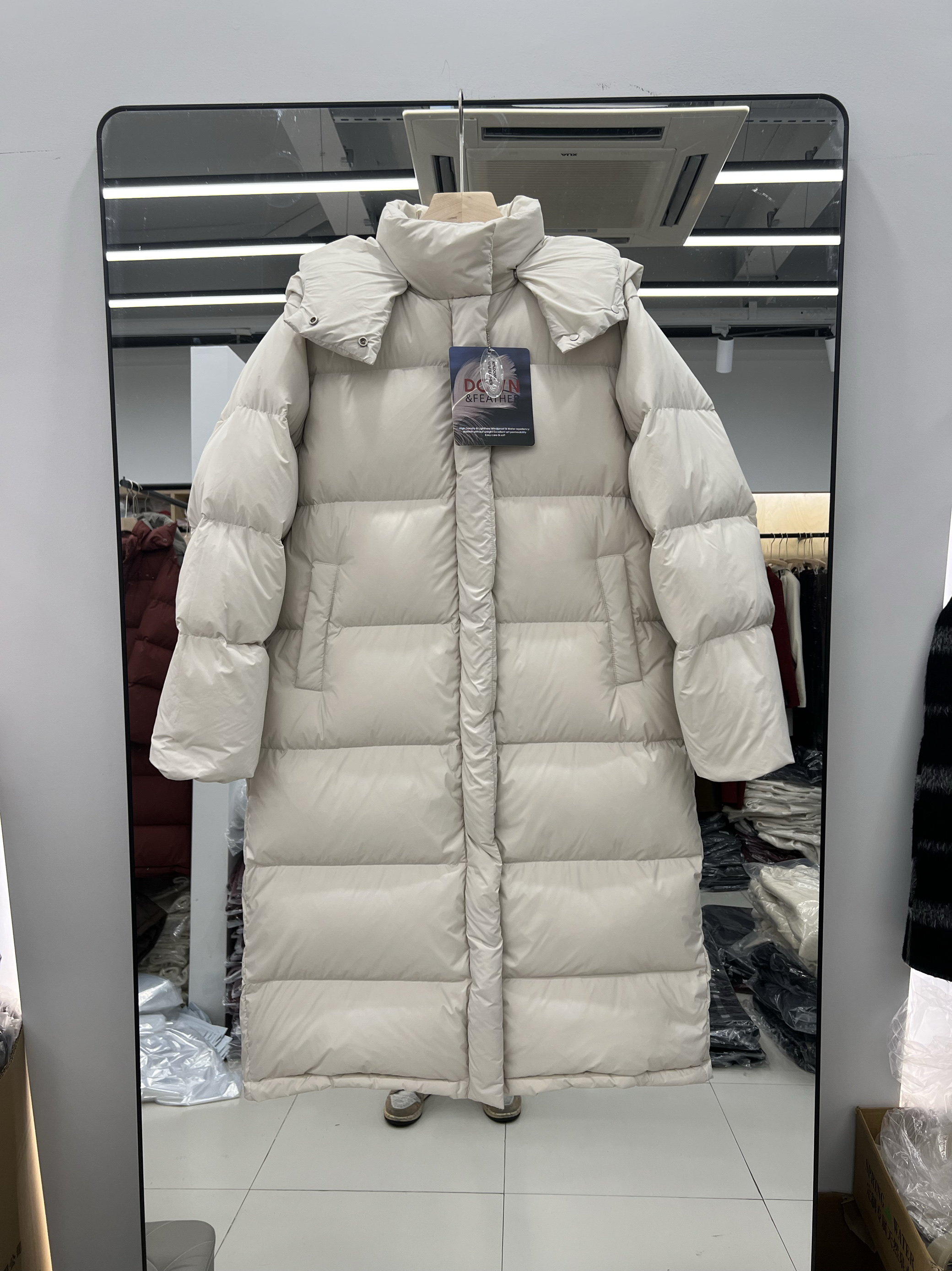 过膝90白鸭绒羽绒服面包服