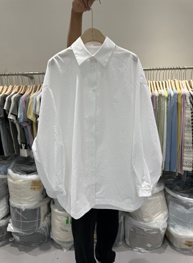 欧货136SS037时尚高品质宽松显瘦长袖单排扣polo翻领衬衫衬衣外套