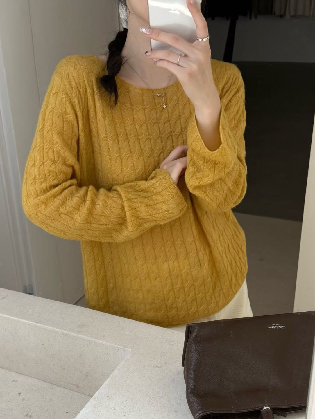 圆领羊毛衫女针织麻花毛衣秋冬加厚宽松慵懒显瘦羊绒打底减龄上衣