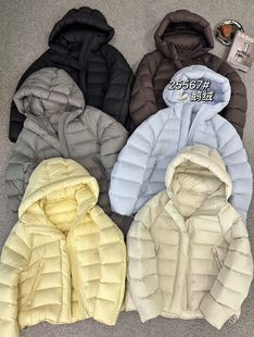 欧货25567时尚高级感90白鹅绒羽绒服排骨连帽减龄百搭保暖外套女