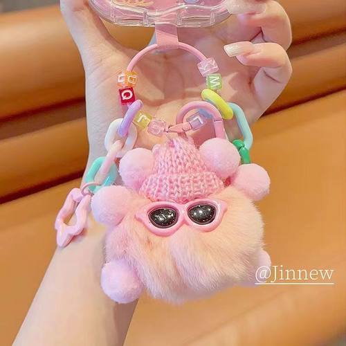 煤球怪兽公仔挂件獭兔钥匙扣卡通包包书包毛绒挂饰玩偶可爱礼物