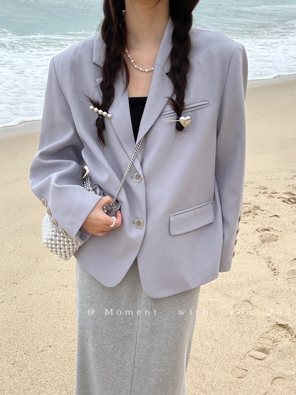 moment2023新款韩系阔版西装外套女高级感经典百搭西服外套女ins