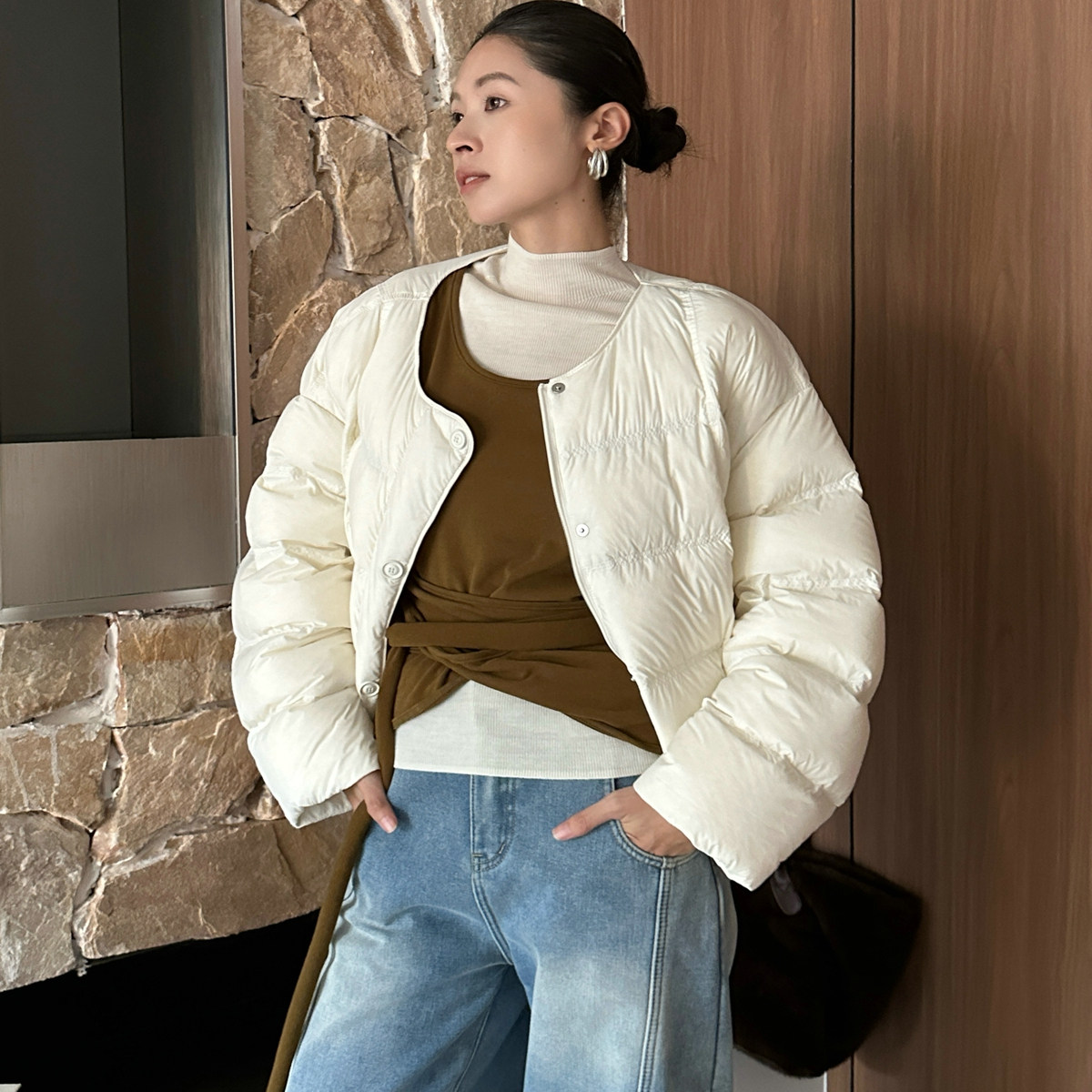 2025冬季韩版chic简约轻盈时尚圆领羽绒服宽松百搭保暖短款外套女,女装/女士精品,短外套,淘宝优惠券,粉丝福利购,淘宝优惠卷