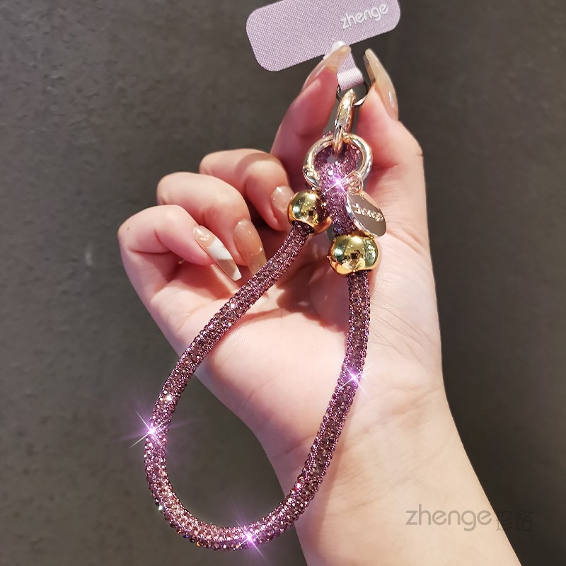 手机挂绳短款手腕链奢华满钻挂件时尚水钻饰品小众轻奢钥匙壳结实