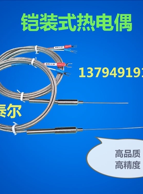 K型铠装热电偶WRNK-191/E型J型热电偶感温线探针热电偶温度传感器