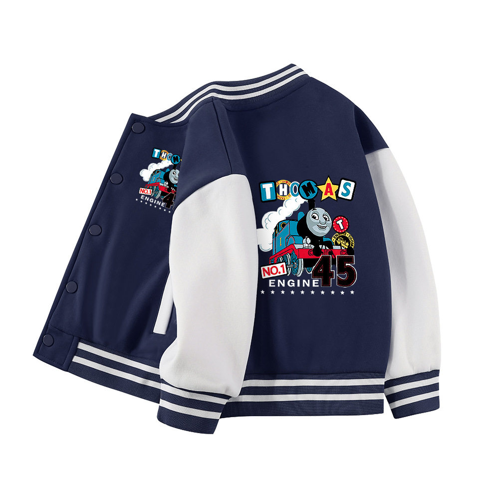 男童外套春秋装新款小中大童秋冬季撞色衣服托马斯儿童加绒棒球服