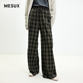 怀旧格纹运动高腰休闲裤 MESUX米岫新品 复古经典 女MMWUQ416