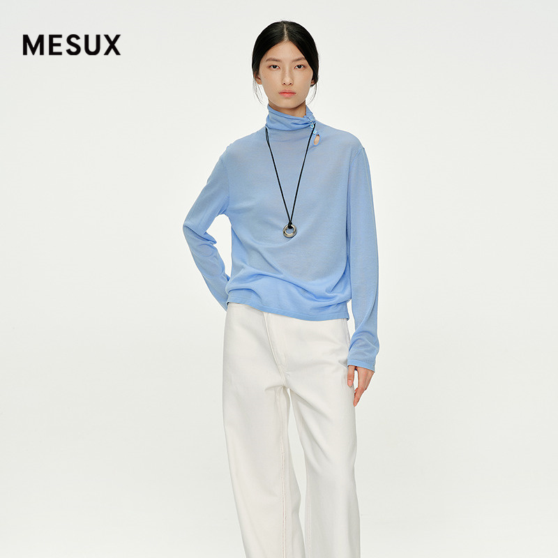 MESUX米岫25冬美丽诺羊毛无缝全成型高领百搭打底羊毛衫MNWUE434