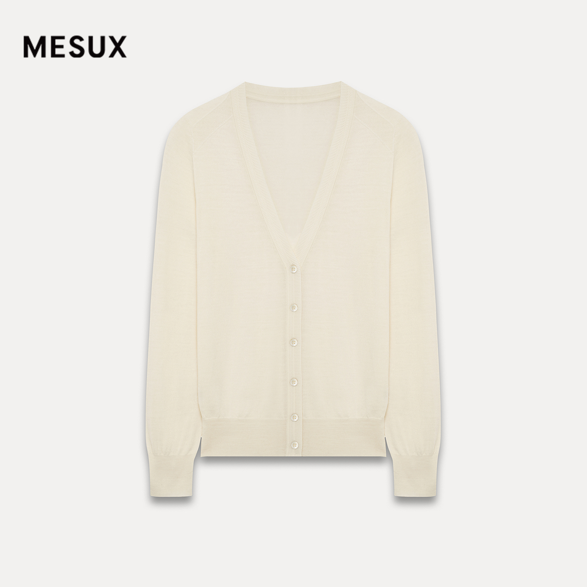 MESUX米岫25冬100%绵羊毛V领毛衣针织开衫上衣MNWSE408