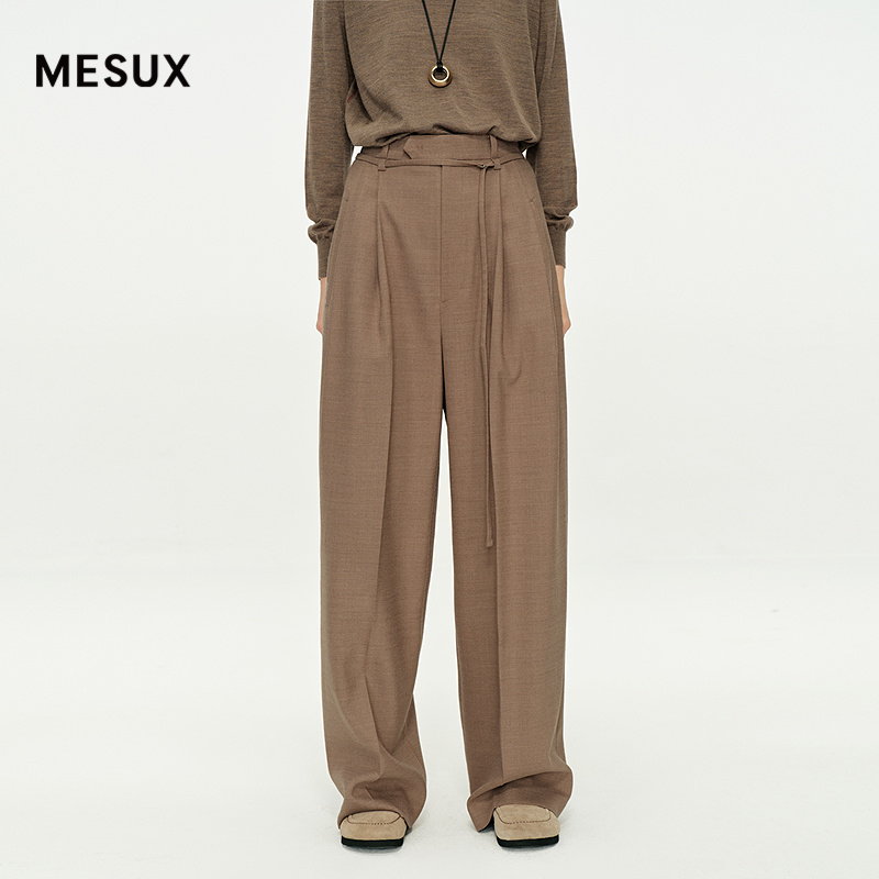 MESUX米岫25冬迪木尔风绵羊毛混纺慵懒挺括阔腿裤休闲裤MNWUQ401