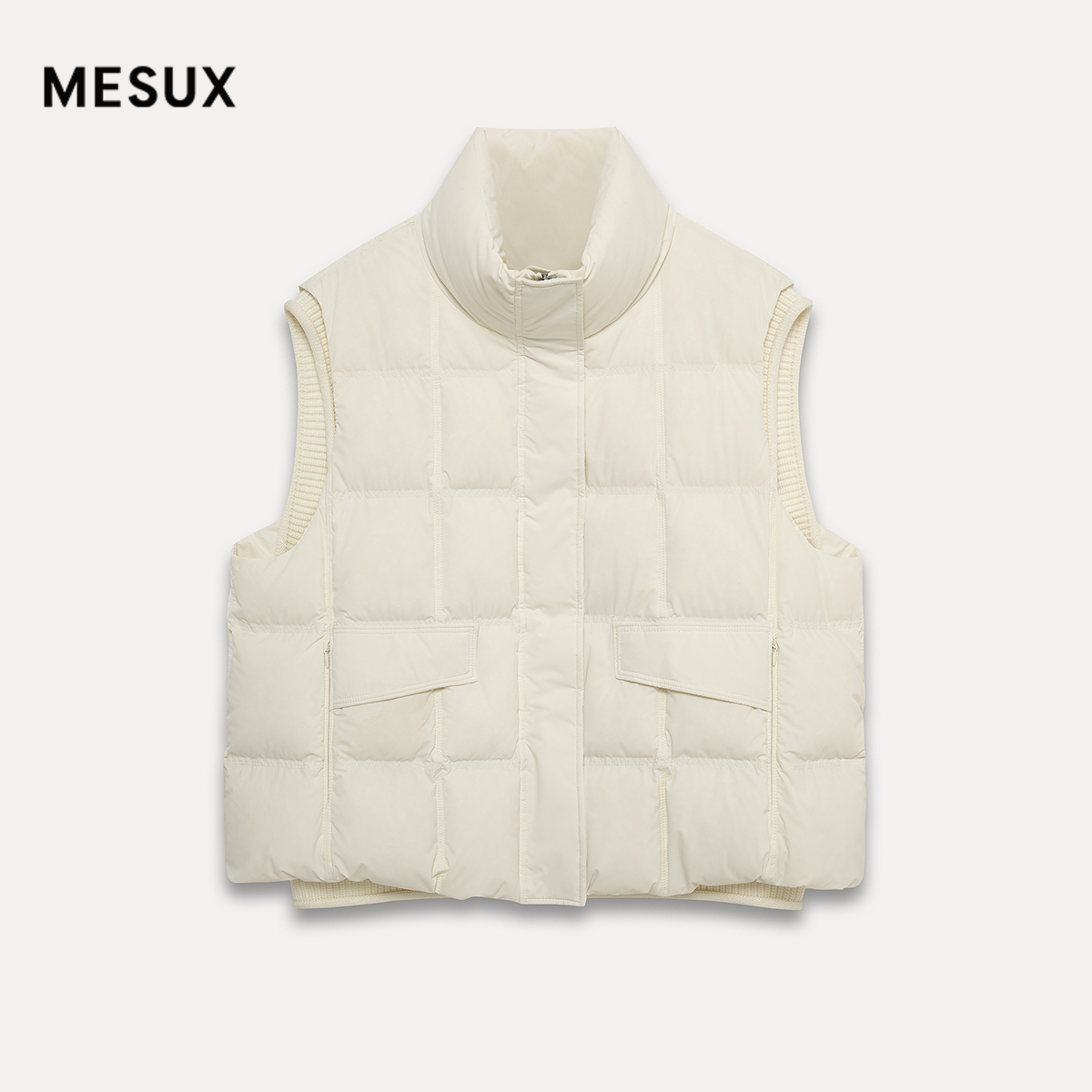 MESUX米岫25冬防风抗皱休闲百搭不易钻绒立领羽绒服背心MNWSL102