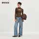 半高领针织毛衫 MESUX米岫新品 女设计感镂空修身 MMFUE409