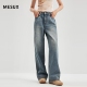 MESUX米岫新品 MMFUR412 宽松显瘦长裤 女装 复古直筒牛仔裤