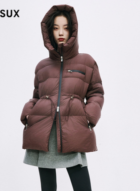 MESUX米岫冬新品女装连帽收腰白鹅绒柔软防风羽绒服MMWUL501