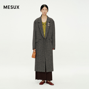MESUX米岫25冬老钱风毛呢大衣外套MNWUI307 王丽坤&陈妍希同款