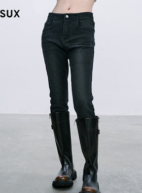 MESUX米岫新品女装做旧风经典高弹小脚牛仔裤MMWUR411
