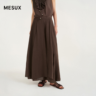 MESUX米岫26夏含莱赛尔苎麻面料浪漫定位叠压多片式伞裙MOMUS403