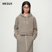 MESUX米岫25新款 运动风宽松休闲连帽短款 宽松套头卫衣MNSUZ302