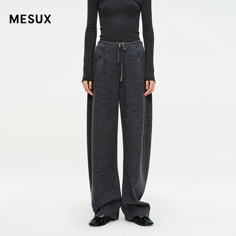 MESUX米岫25冬极简风宽松高腰香蕉裤型懒人裤休闲裤MNWUQ411